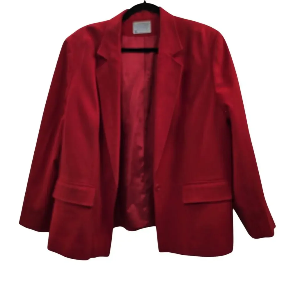 Vintage Pendleton Blazer Womens Large Red Wool Jacket Made USA 90s Heritage